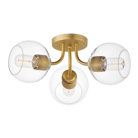 Maxim Lighting Knox 3-Light Semi-Flush Mount, Natural Aged Brass 21634CLNAB